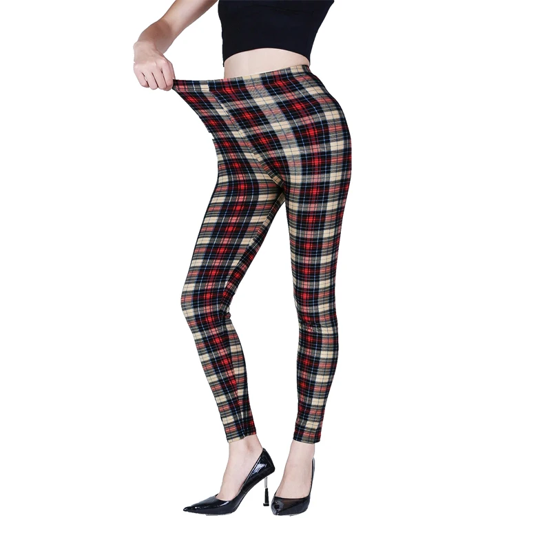 Khaki Plaid WOMEN\'S Sports and Fitness Leggings