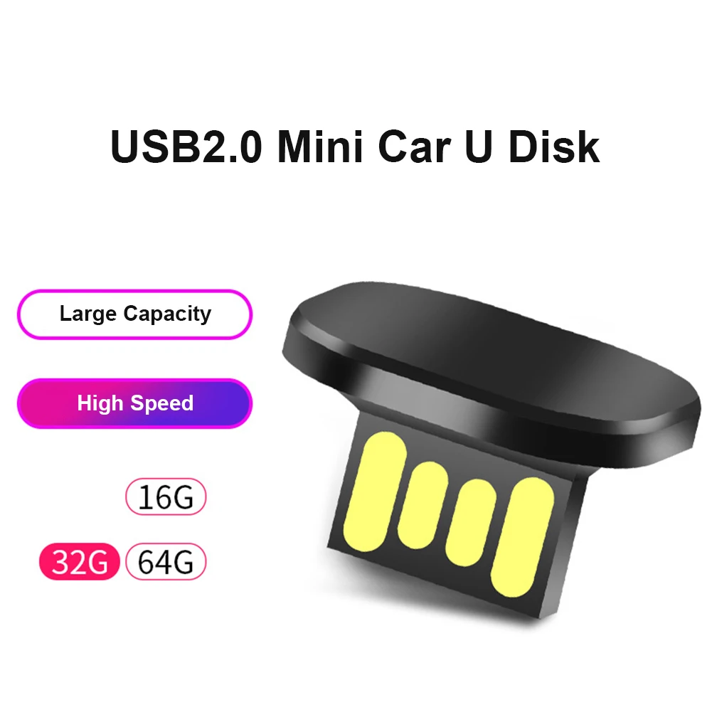 16GB 32GB 64GB Mini Auto U Disk Draagbare Type-C Flash Drive Memory Stick Ingebouwde muziek Pendrive Plug en Play voor Auto Computer