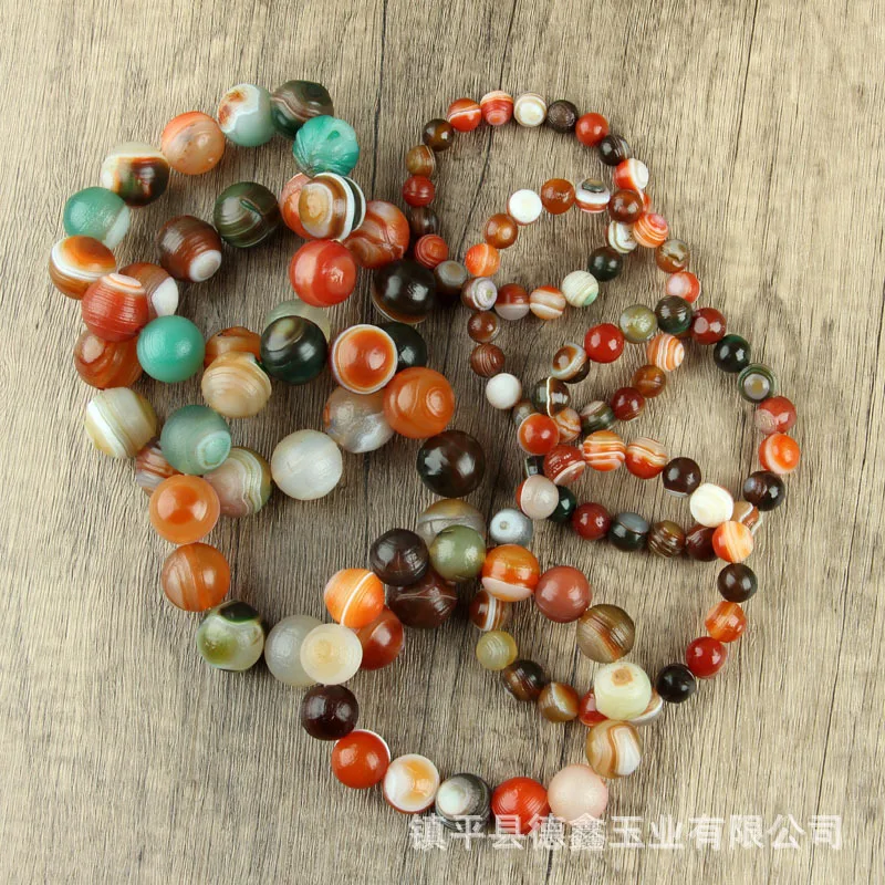 سوار العقيق العشان الطبيعي ، حبات العين الحريرية الملونة #4