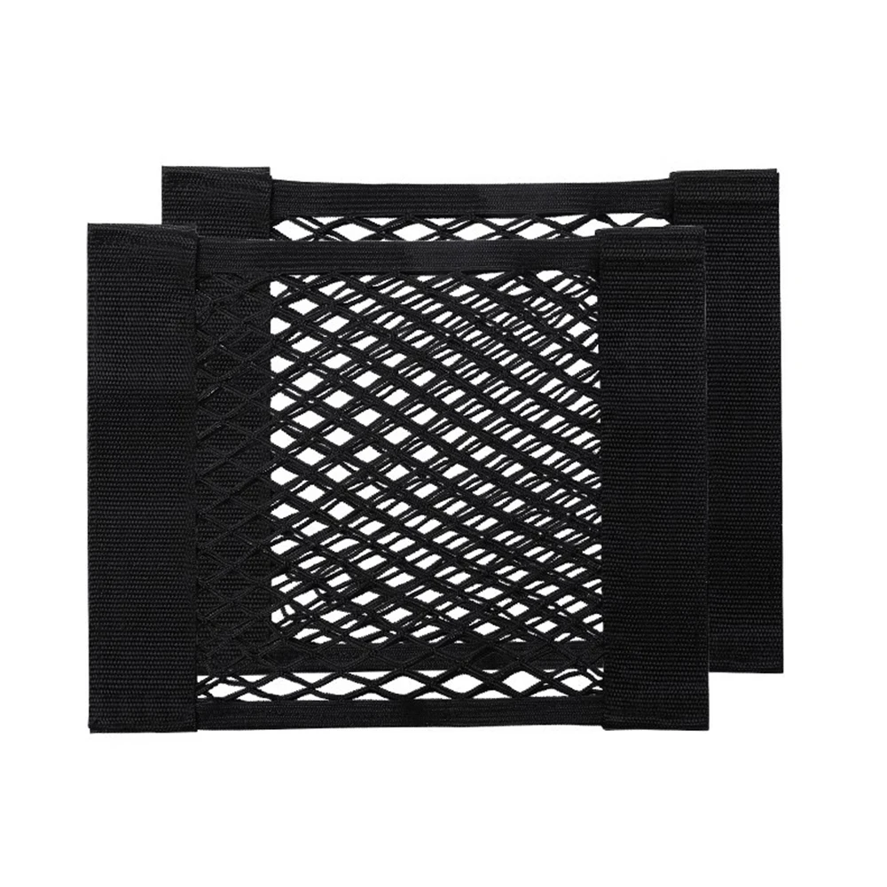 Car Trunk Storage Mesh Pocket Hook Loop Net Bag Organizer Tail Seat Back Pocket Universal Auto Magic Tape Interior Accessories