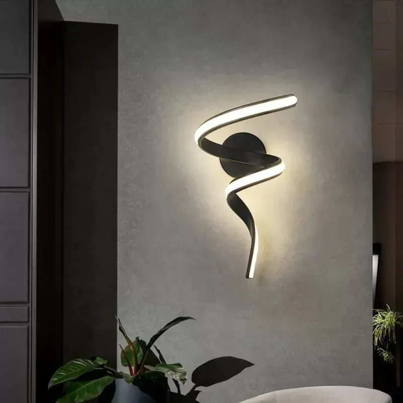 Wall Lamp LED Modern Room Decor Sconces For Living Room Bedroom Bedside Study Minimalist Spiral Indoor Home Decorative Fixtures