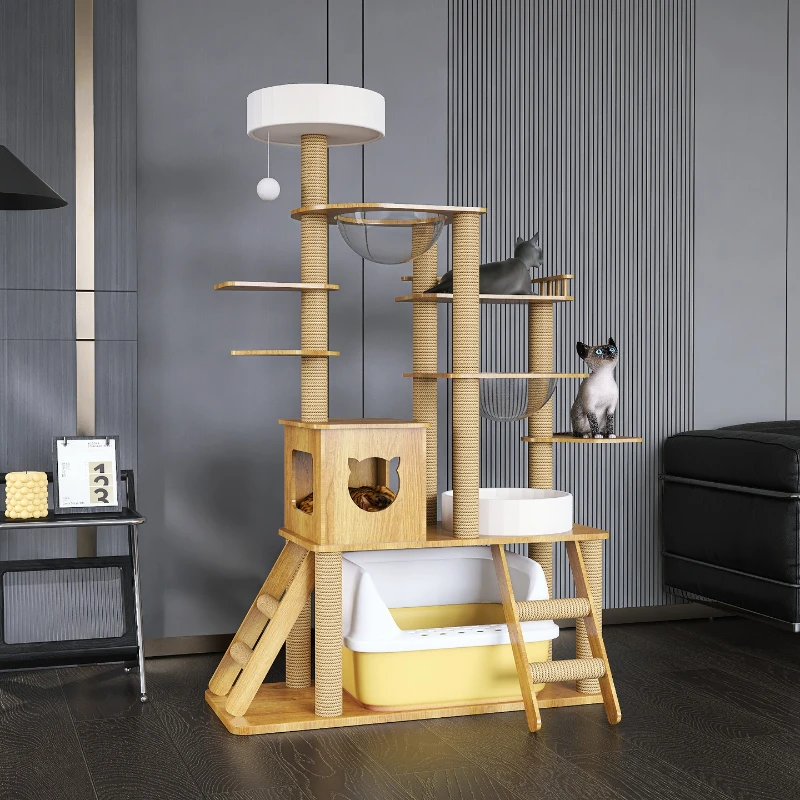 

Cat climbing frame household litter cat tree integrated space capsule small apartment shelf bantam climbing frame