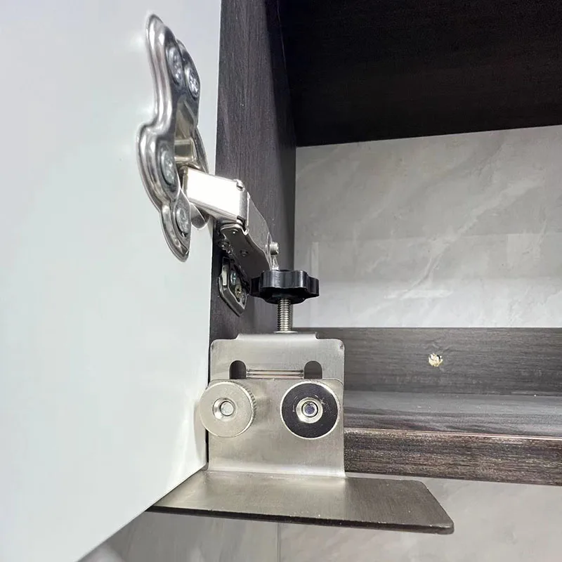 Cabinet Door Mounting Jig, with Support Arm&Clamp, Stainless Steel Body Tool for Installing Cabinets with Face Frame or Frameles