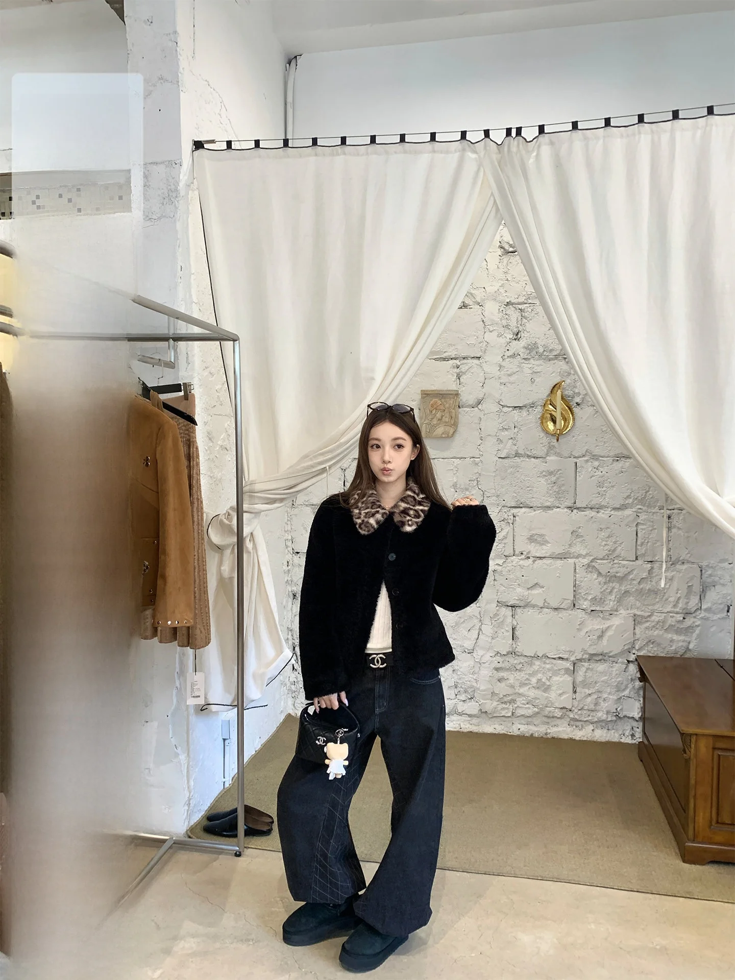 

High Waist Wide Leg Denim Jeans Chestnut a Vintage Stitching Bla ey High Waist Lantern Wide Leg Jeans Cotton Blend