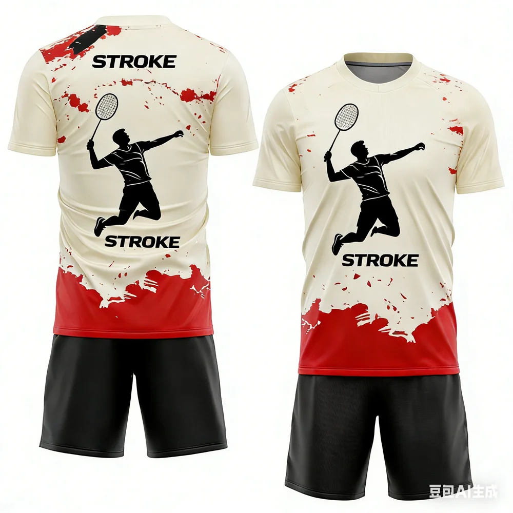 

Летний мужской комплект спортивной одежды, дышащая, быстросохнущая футболка из двух предметов и шорты, комплект футболок со шлейфом для бадминтона, одежда унисекс