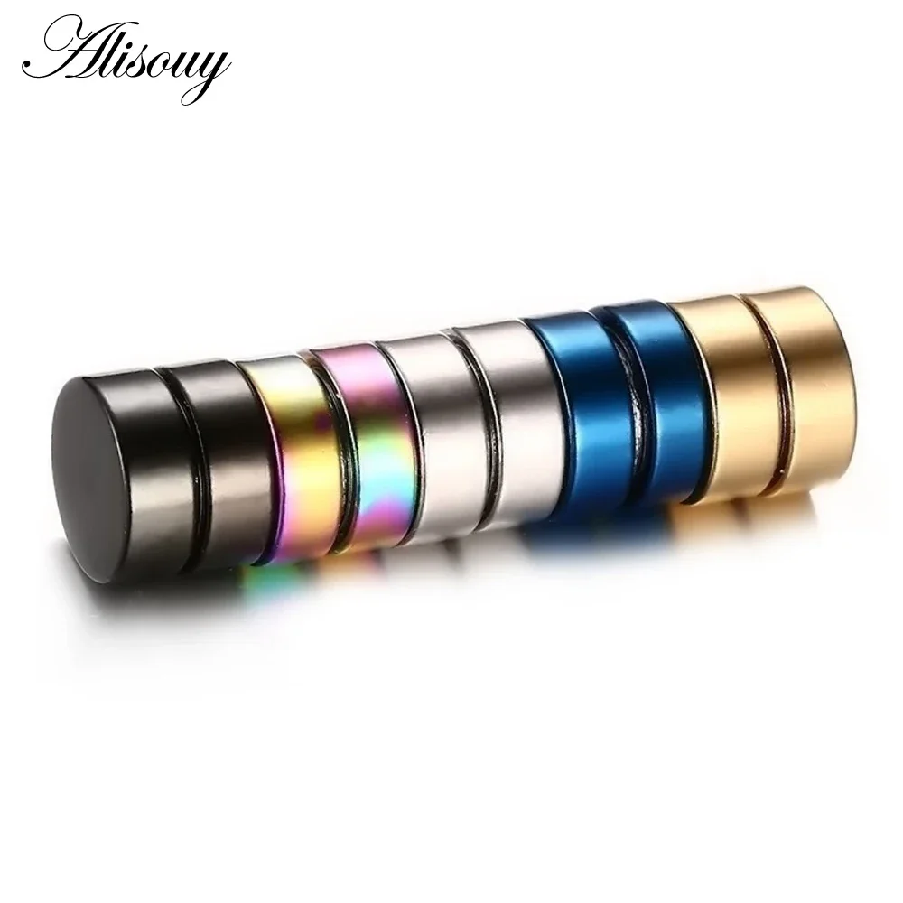 Alisouy 2 Piece Punk Strong Magnetic Ear Stud Non Piercing Earrings Fake Earrings Gift Men Women Magnet Earring Lover Jewelry