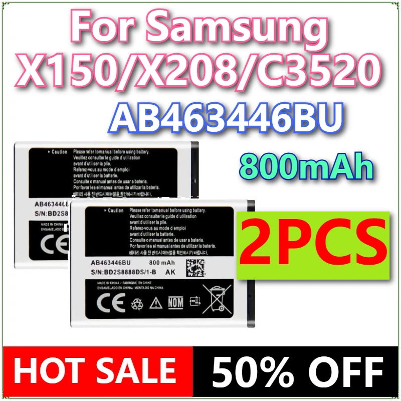 삼성 X150/X208/C3520 휴대전화 배터리용 새로운 AB463446BU 800mAh 휴대전화 배터리