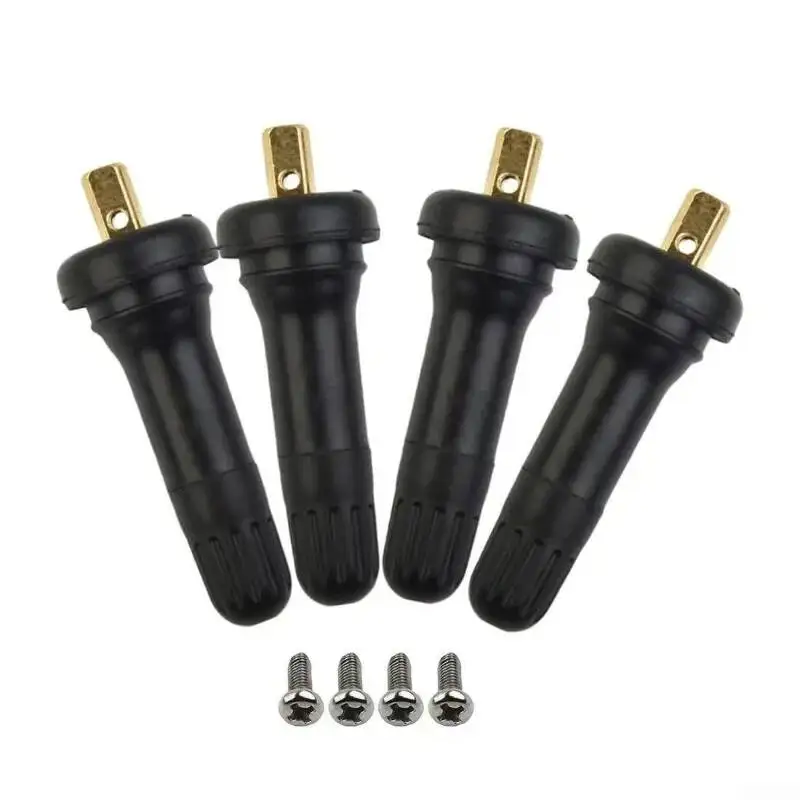 4Pcs TPMS Tire Pressure Monitoring System Snap In Tire Valve Stems Tyre Pressure Sensor Rubber Valve Stem Replacement Repair Kit