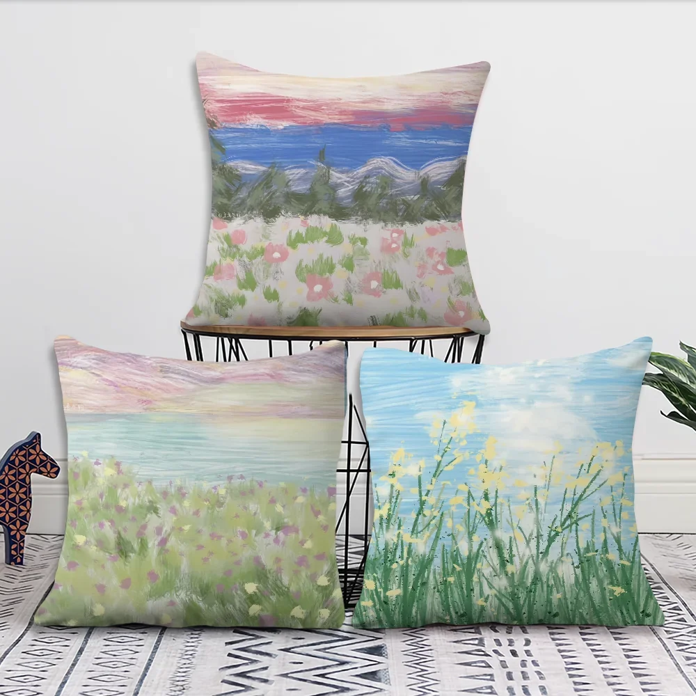 Comfortable Soft Pillow Case Spring for Sofa Living Room Flowers Home Office Decor and Refreshing Protective Style Covers
