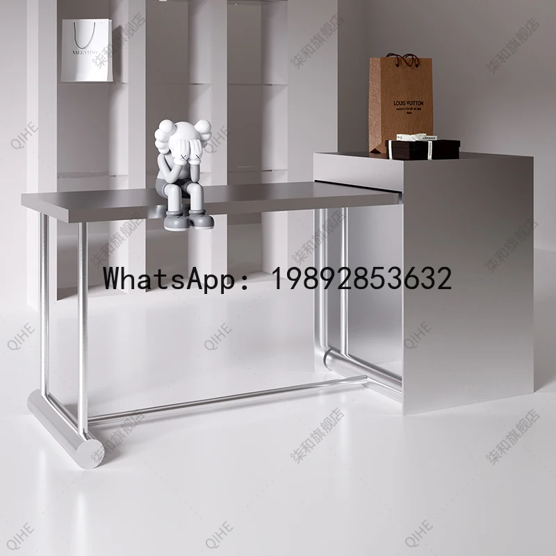 Stainless Steel Center Island Counter Flow Table Commercial Display Table for Stores Buyer's Store Storage Workbench