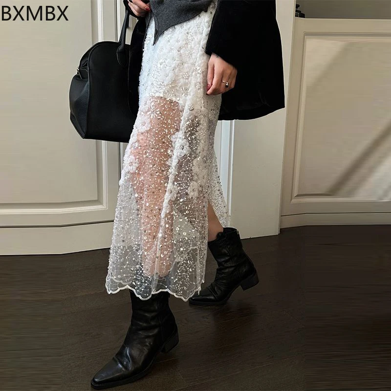 

Sequined skirt temperament super fairy gentle wind spring 2025 new perspective skirt LOOSE FIT