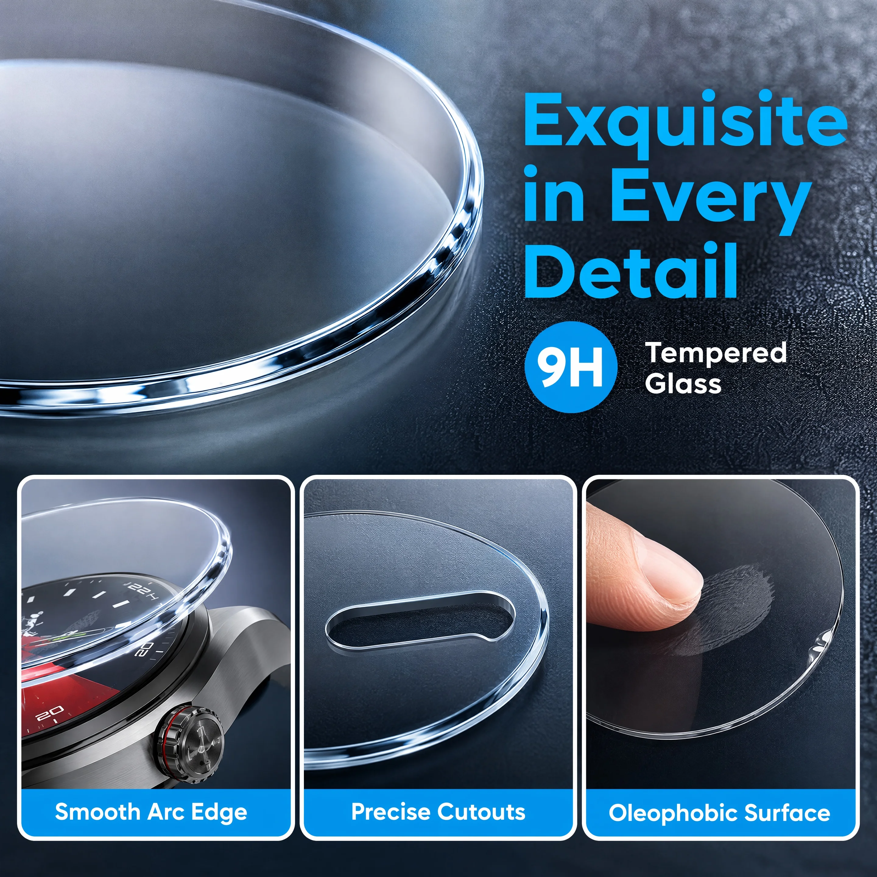 9H Panzerglas für Huawei Watch GT 7 / 7 Pro 41mm 46mm Einfache Installation Displayschutzfolie Blasenfrei für GT7 Zubehör – Detail 6
