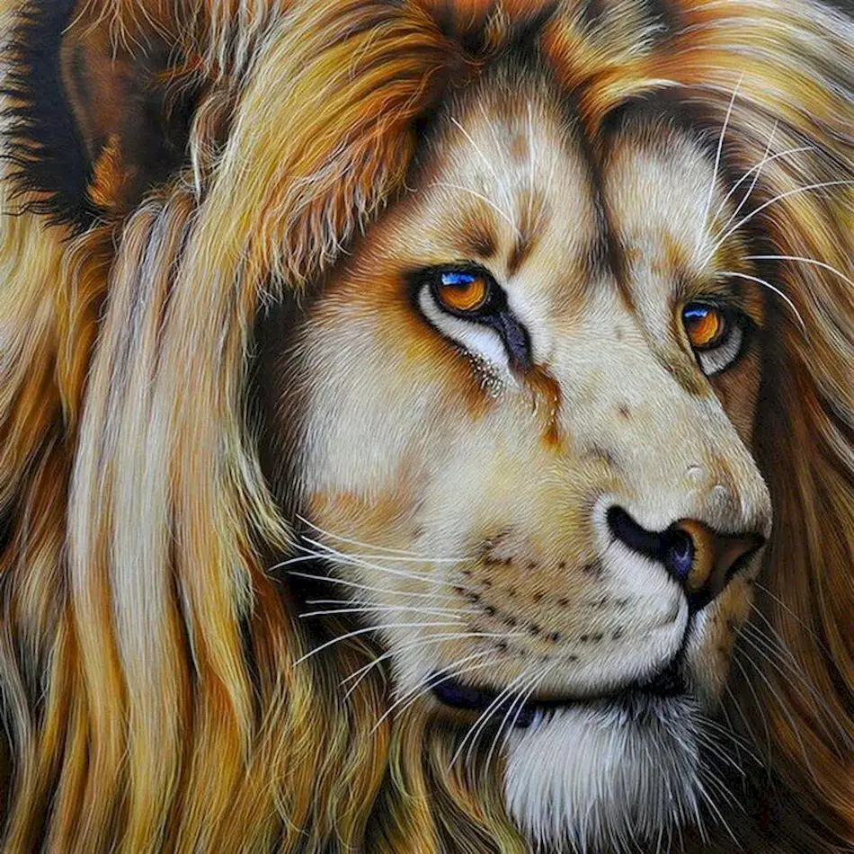 

CHENISTORY 5D DIY Diamond Painting Full Round Drill Rhinestone Picture Diamond Mosaic Animal Lion Cross Stitch Kit Handmade Wall