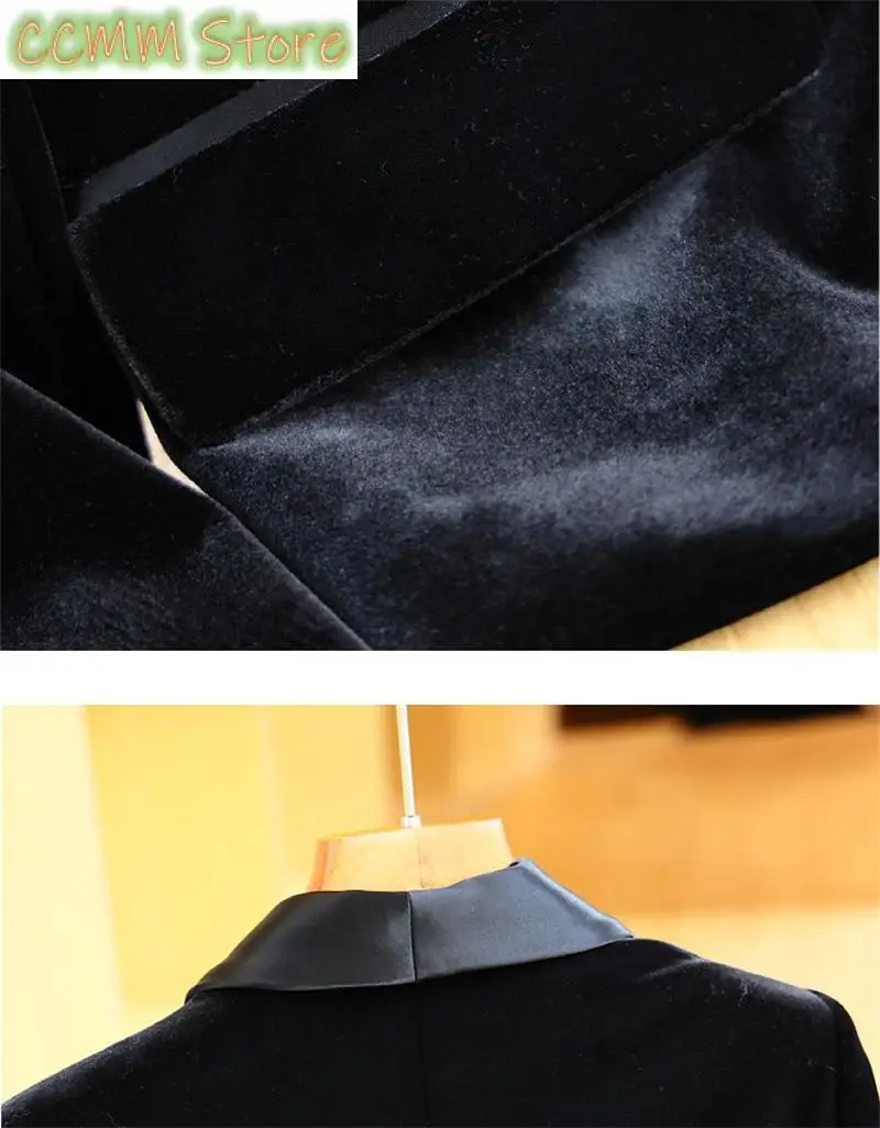 New High Class Temperament Versatile Large Black Velvet Jacket Short Blazer Women's Suit Jackets Spring And Autumn Outwear