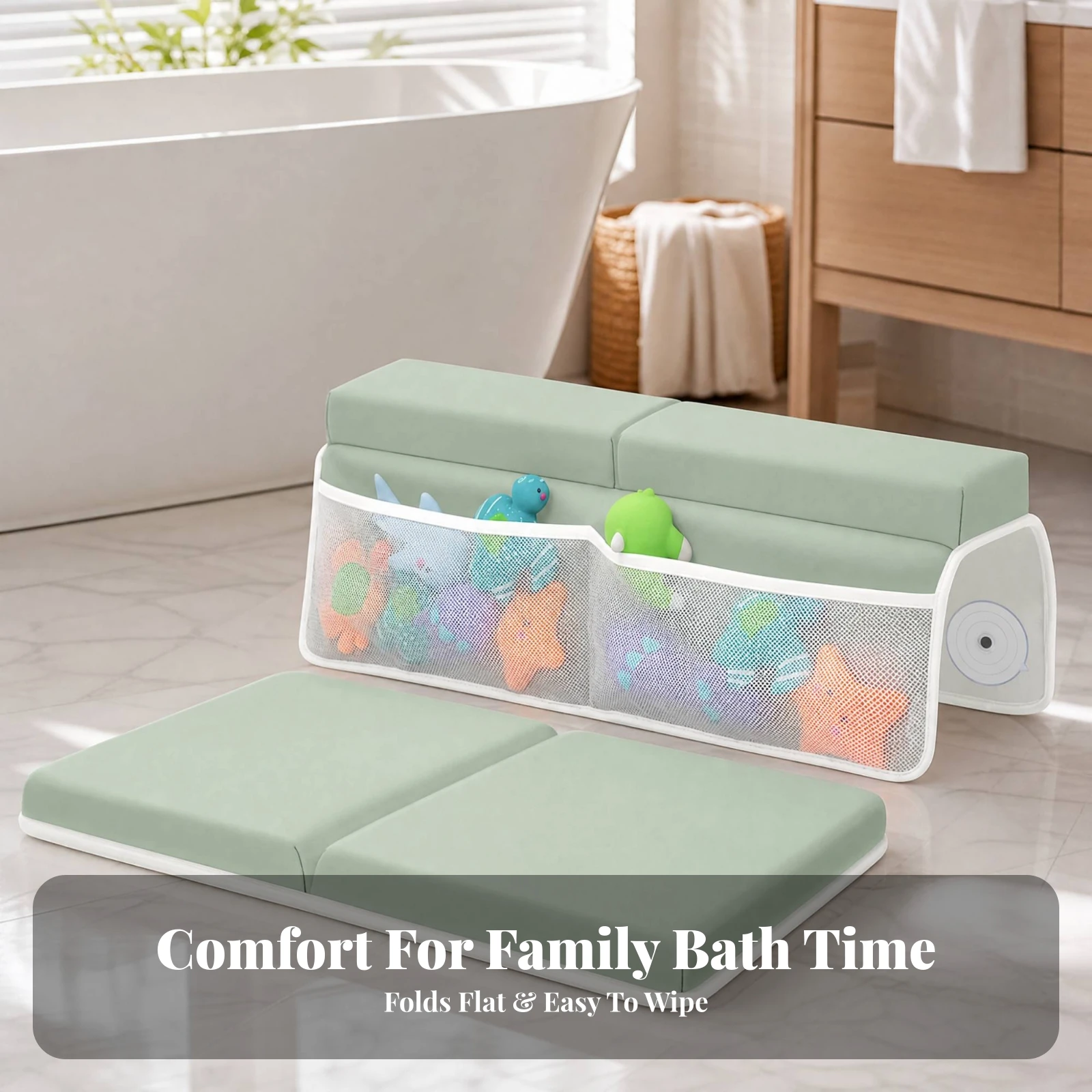 Bath Kneeling Mat Portable Foldable Bath Kneeling Pad with Elbow Support Pad Ergonomic Non-Slip for Caregivers, Baby Bathing