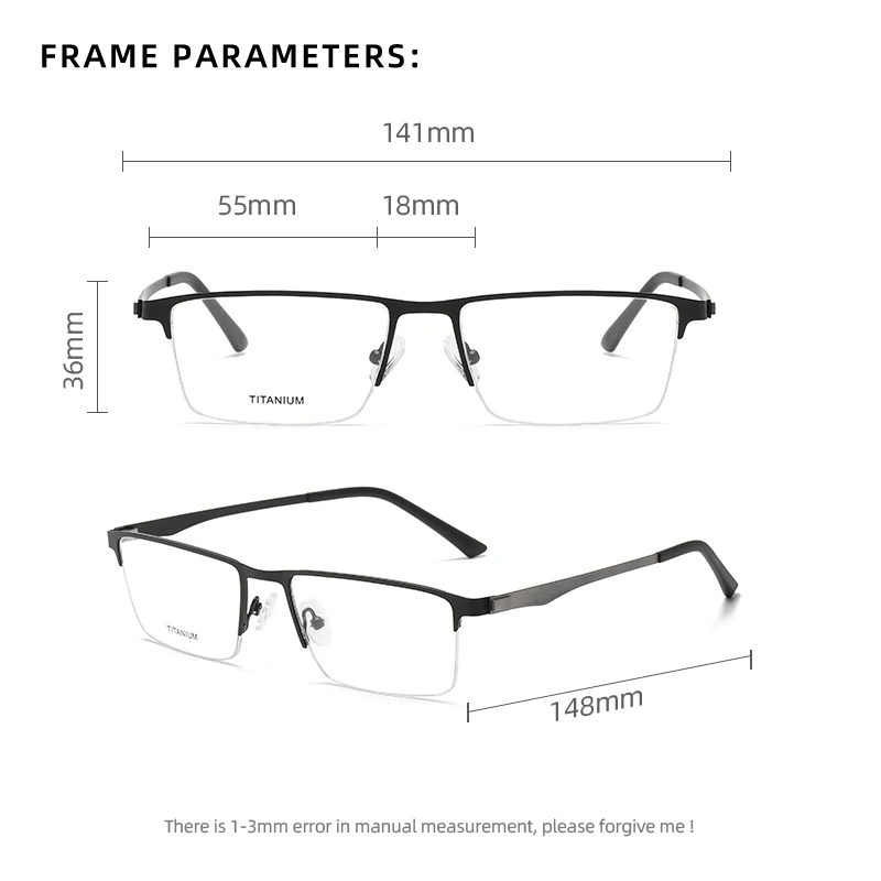 Reven Jate P9867 Optical Glasses Pure Titanium Frame Prescription Eyeglasses Rx Men or Women Glasses for Male Female Eyewear