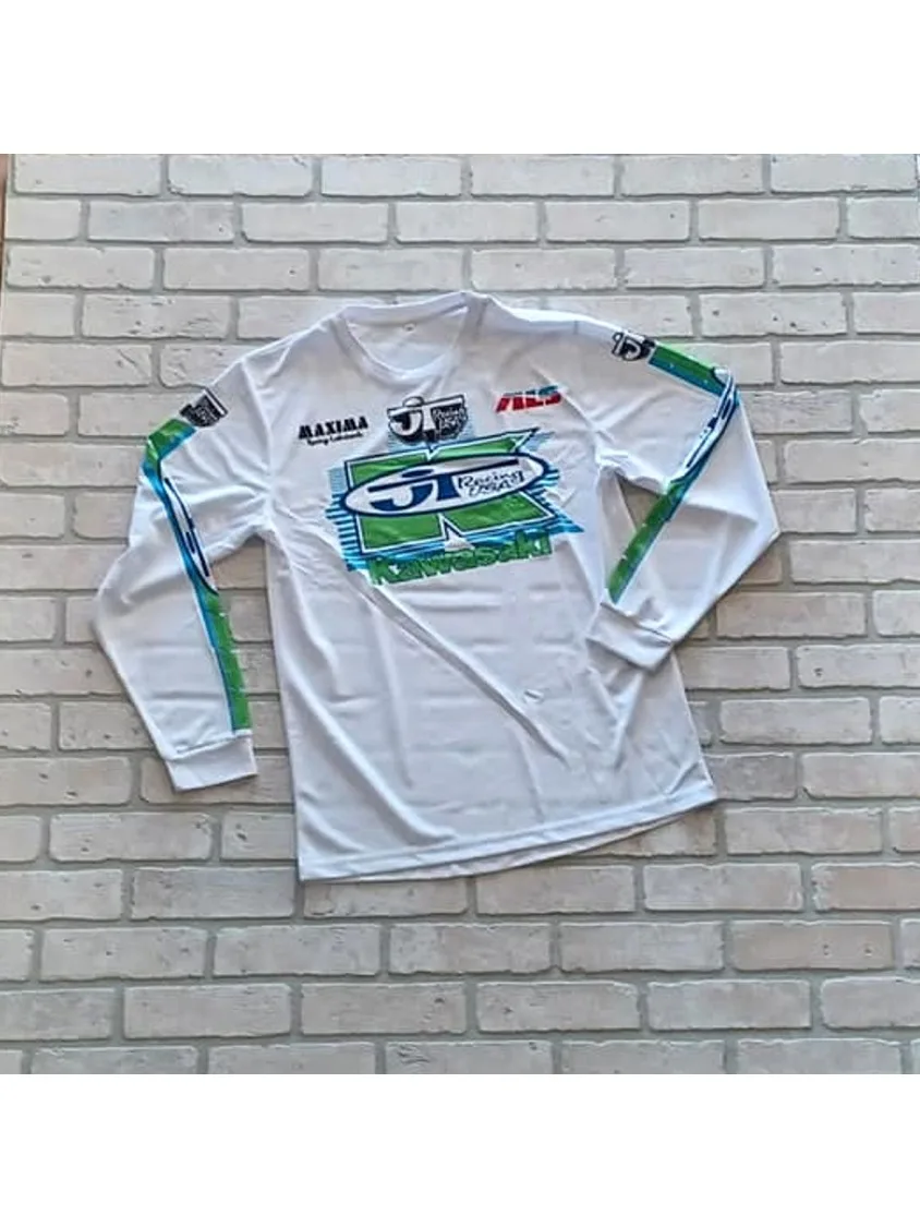 AliExpress 2026 Kawasaki Vintage Racing MX Jersey New Kawasaki Racing Team Jersey Long Sleeved Oversized Motocross Shirt Men's Cycling Suit