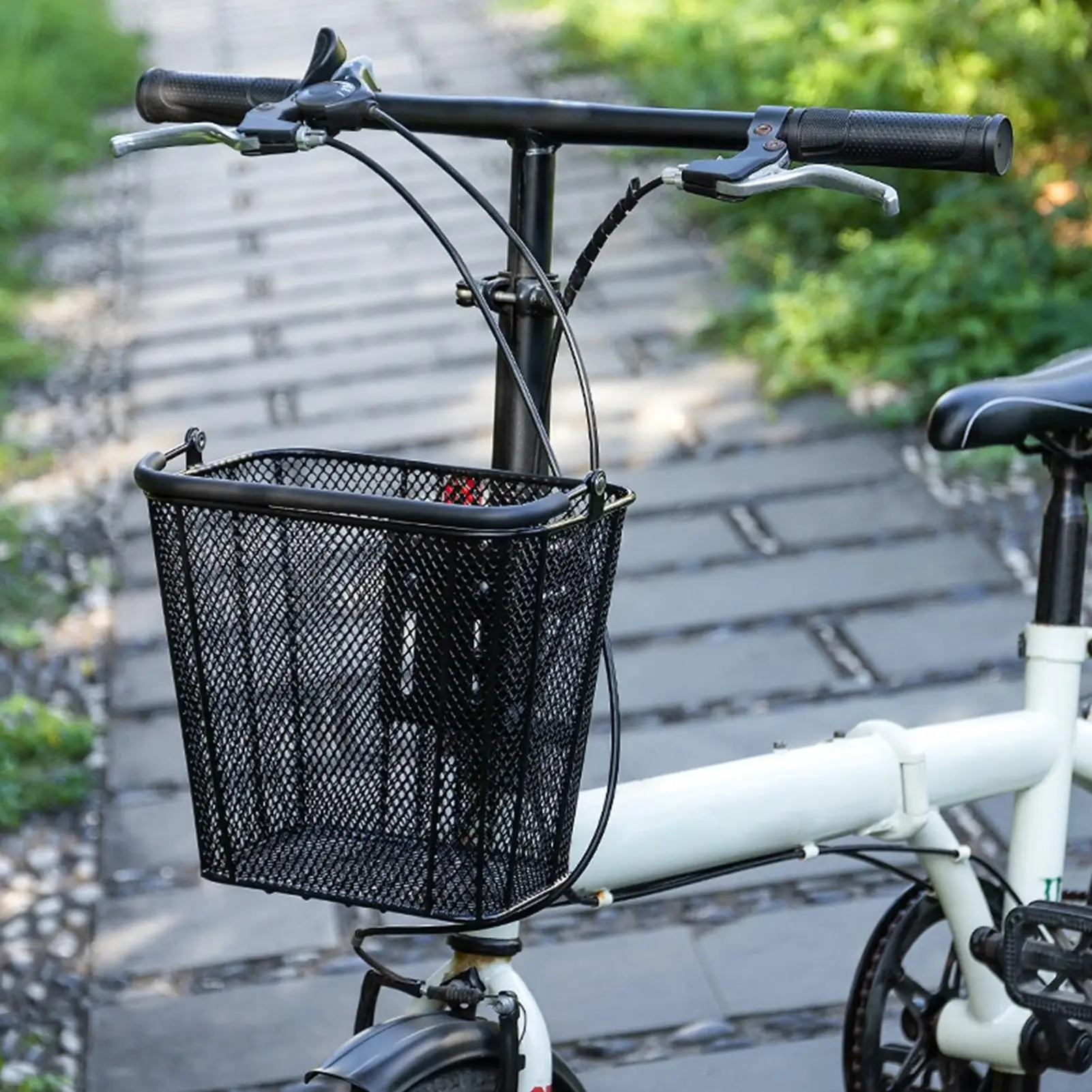 

Quick Release Front Bike Basket Metal Handlebar Mount Storage with Carry Handle for City Shopping, Road Mountain Bike, Scooter