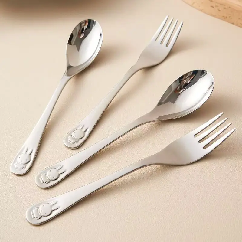 Cuchara de Conejo Miffy Kawaii, Acero Inoxidable 304, Estilo InS, Cuchara para Postre, Tarta, Fruta, Vajilla Infantil