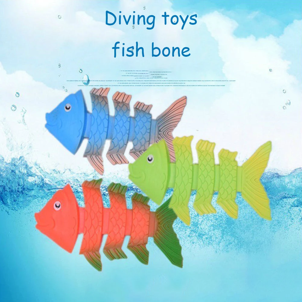 Juguete de natación y buceo para niños, 3 piezas, hueso de pescado, fiesta al aire libre, piscina, buceo, hundimiento, regalo