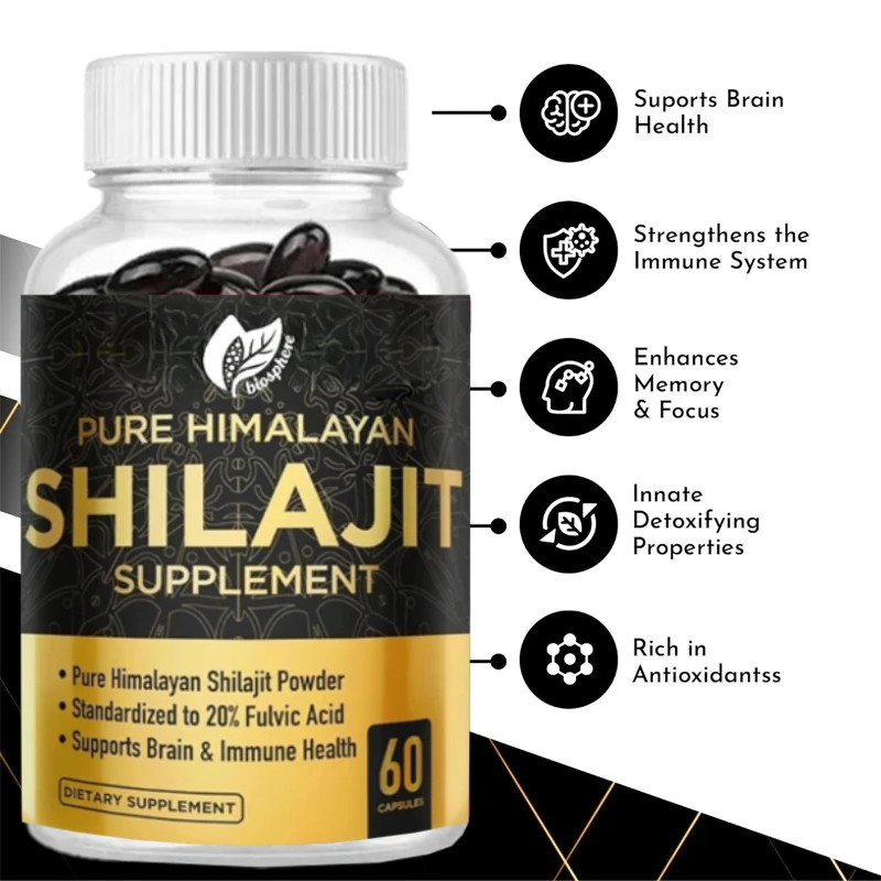 

Капсульная формула Himalaya Shilajit содержит 20% плодовой кислоты | Экстракт 10:1, обеспечивает 10000 миллиграмм D.H.E. 60 капсул