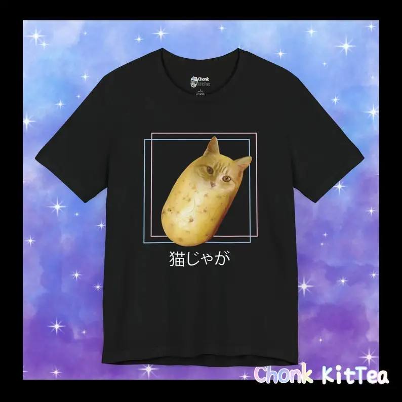 Забавная футболка с изображением картофельной кошки, Неко Яга, японская котенка