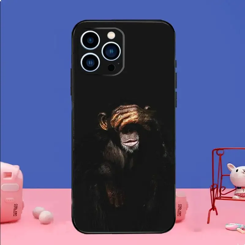 Orangutan Monkey Animal Phone Case For iPhone15,14,13,12,11Pro Max,Xs,Xr,X,7,8 Plus,12,13Mini Silicone Black Cover