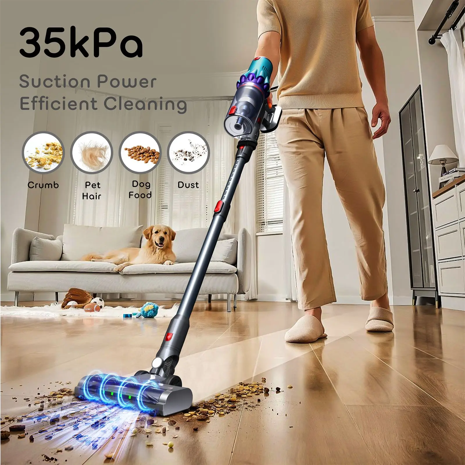 

Portable 3-in-1 Cordless Vacuum Cleaner Powerful Cyclone Rechargeable Wireless Stick Handheld for Home Carpet Pet Hair Electric
