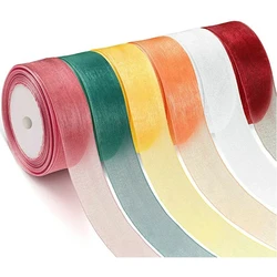 50 Yards Sheer Chiffon Ribbon Organza Satin Ribbons for Gift Wrapping Wedding Decoration Bouquets Party Wreath DIY Fabric Crafts