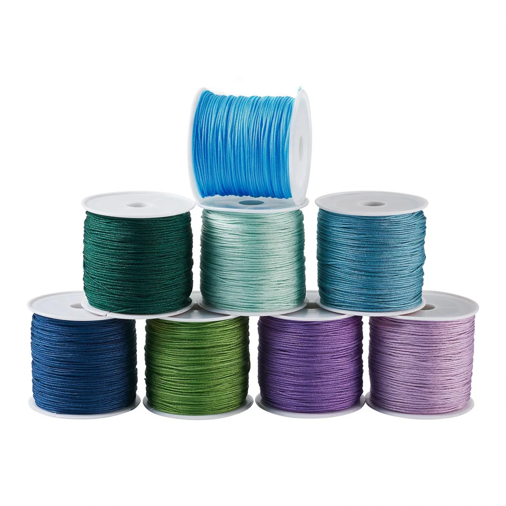 

8 Rolls 0.8mm Colorful Nylon Threads Chinese Knotting Cord for Necklace Finger Ring Weaving Handicraft Making Home Decoration