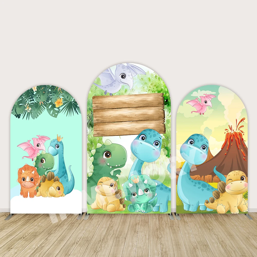 

Jungle Animals Cartoon Dinosaur Arch Wall Panels Backdrops Kids 1st Birthday Party Decoration Arched Cover Baby Shower Banner