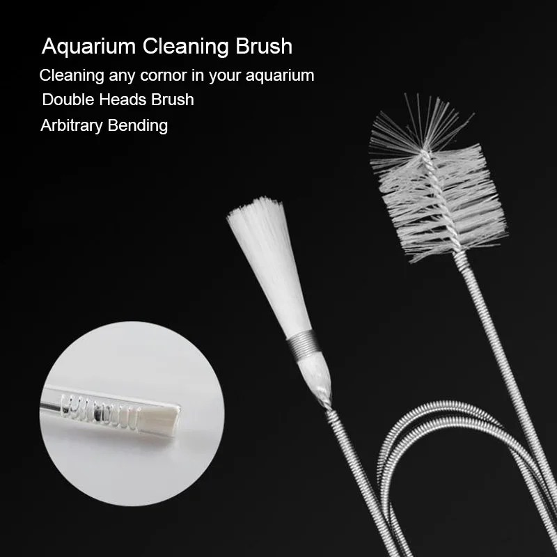 

90cm Aquarium Tube Pipe Cleaning Brush Stainless Steel Water Filter Air Tube Flexible Hose Aquarium Accessories Double Heads