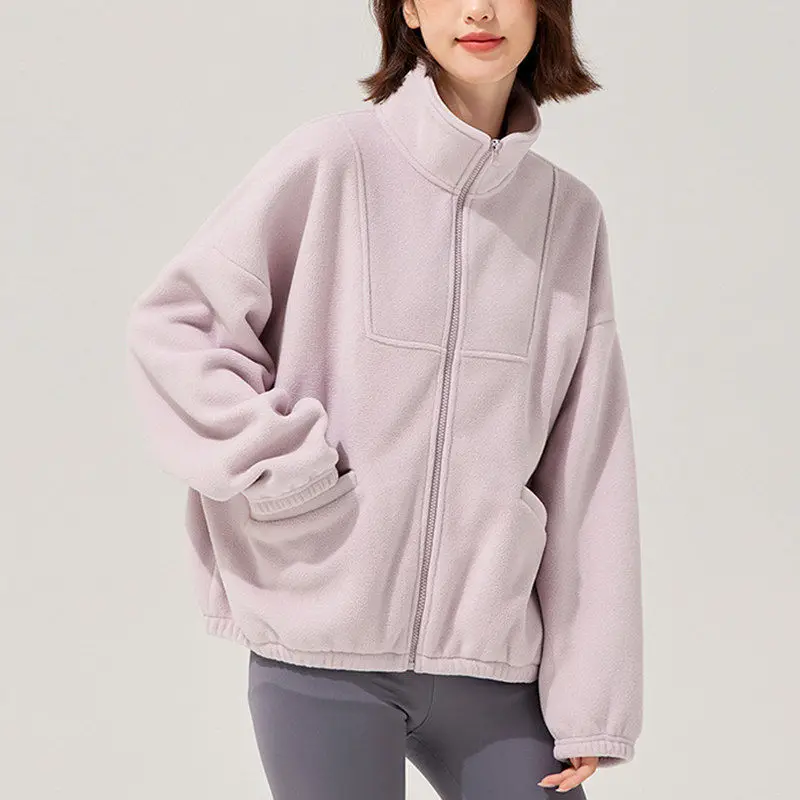 Lambfleece Jackets, Women's Fleece Fleece Sweatshirts, Casual Sports Tops, Warm Fleece Cardigans