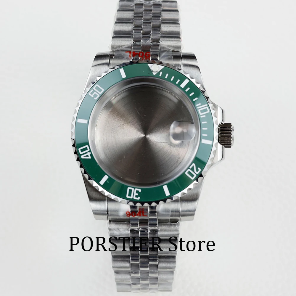 

40mm NH35 watch case sapphire glass stainless steel jubilee oyster watchband fit NH34 NH35 NH36 movement 28.5mm dial submariner