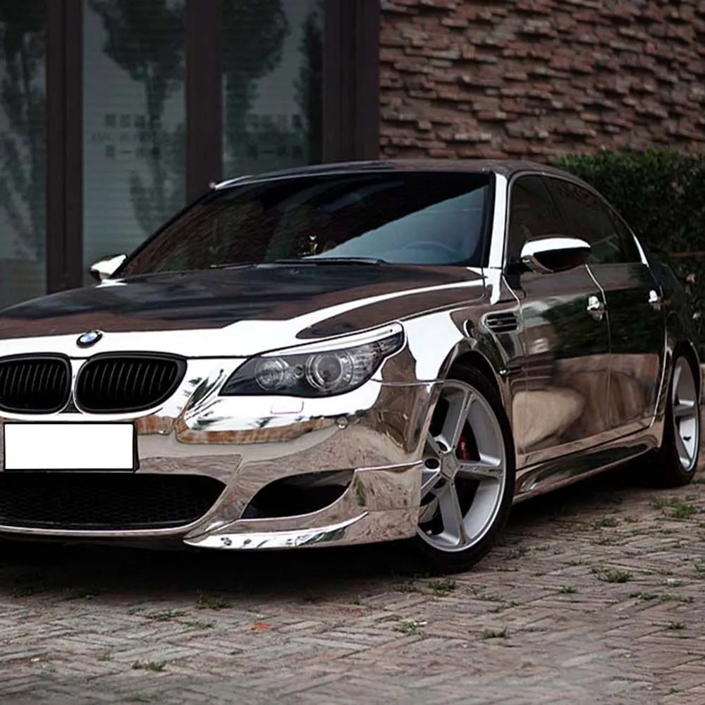 

MIRROR CHROME SILVER Wrap Vinyl 152x18000CM Roll Wrapping Film for Complete Car Foil Stickers Custom Automotive Cover Decal