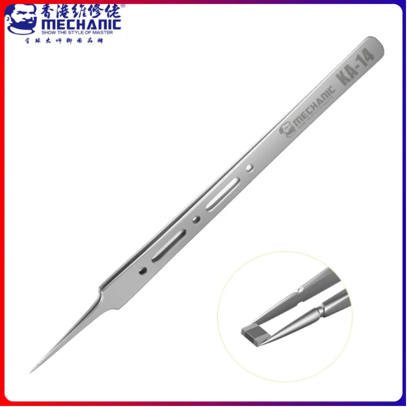 MECHANIC KA-14 Extra-tip Extended Tweezers Non-magnetic/High Hardness Tool for Mobile Phone/Computer Fly Wire Filt Point Repair