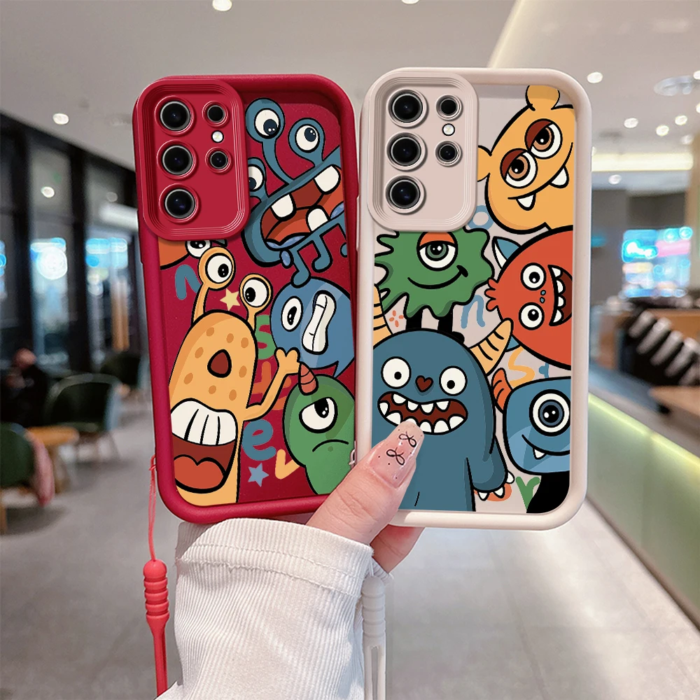 Cute Monsters Mike Sulley Phone Case For Samsung A03 A04 A05S A10S A11 A12 A20S A21S A13 A14 A54 A34 A53 A33 With Hand Strap