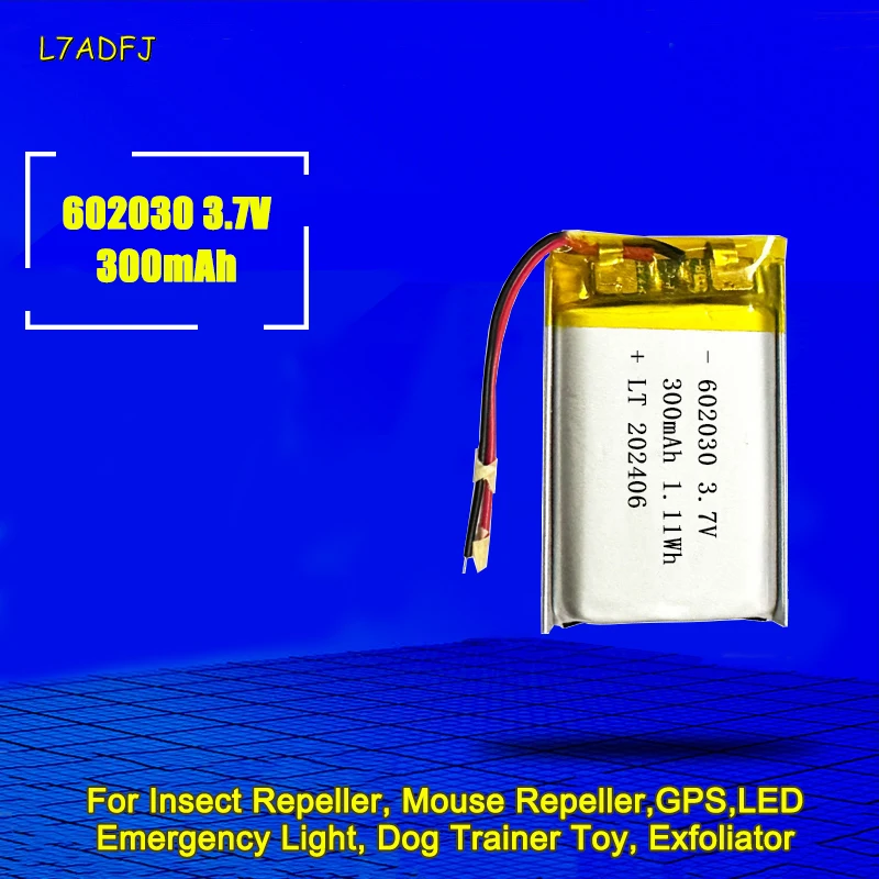 602030 Lipo Battery 300mAh 3.7V For Insect Mouse Repeller LED Emergency Light Dog Trainer Toy GPS Rechargeable Lithium Batteries