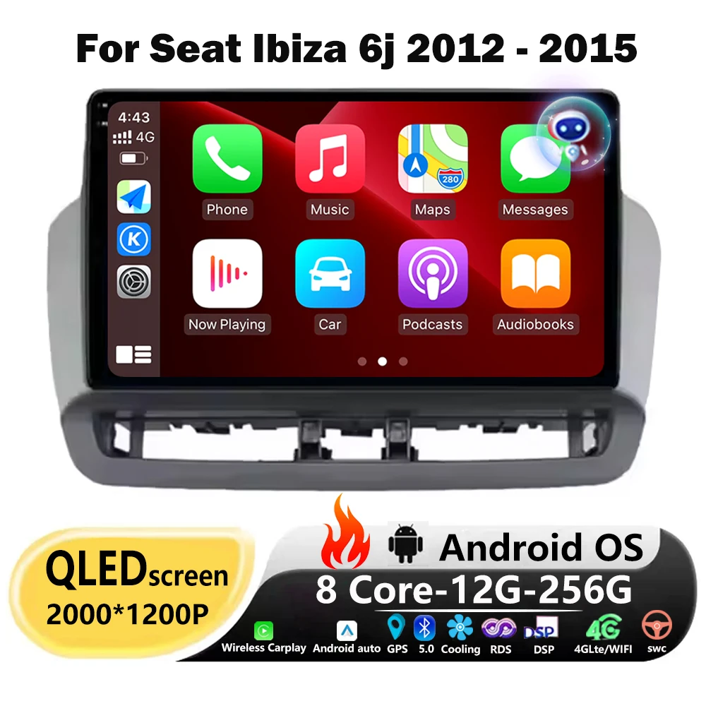 Android 16 Auto For Seat Ibiza 6j 2012 - 2015 Car Radio Multimedia Video Player GPS Navigation Stereo Wireless Carplay 4G BT DSP