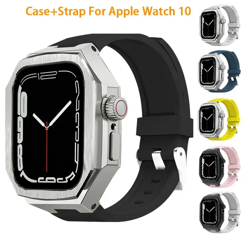 Luxury Modification Mod Kit For Apple Watch series 10 42or46mm case+strap For Apple Watch 10 42mm 46mm Replacement Accessories