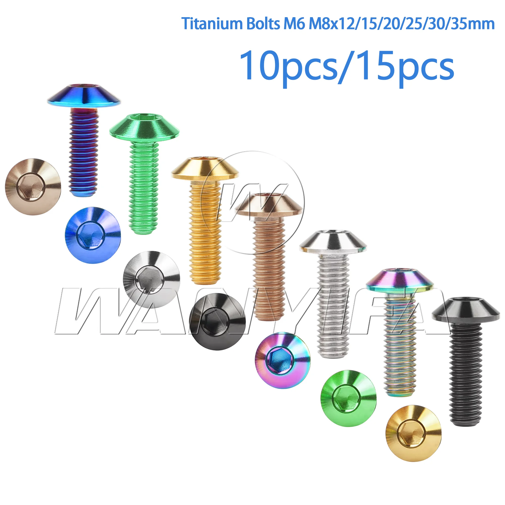 

Grade 5 Titanium Alloy Bolts M6 M8x12/15/20/25/30/35mm Hex Socket Head Cap Screws Suitable for Bicycles and Motorcycles