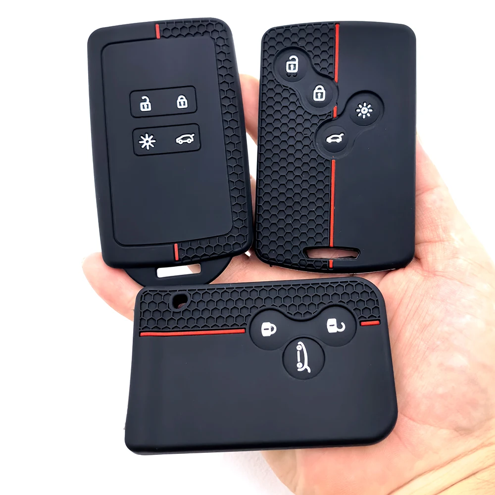 

3 4Button Silicone Car Key Cover For Renault Kadjar Captur Clio Megane 2 3 4 RS Koleos Logan Scenic Duster Card Case Accessories