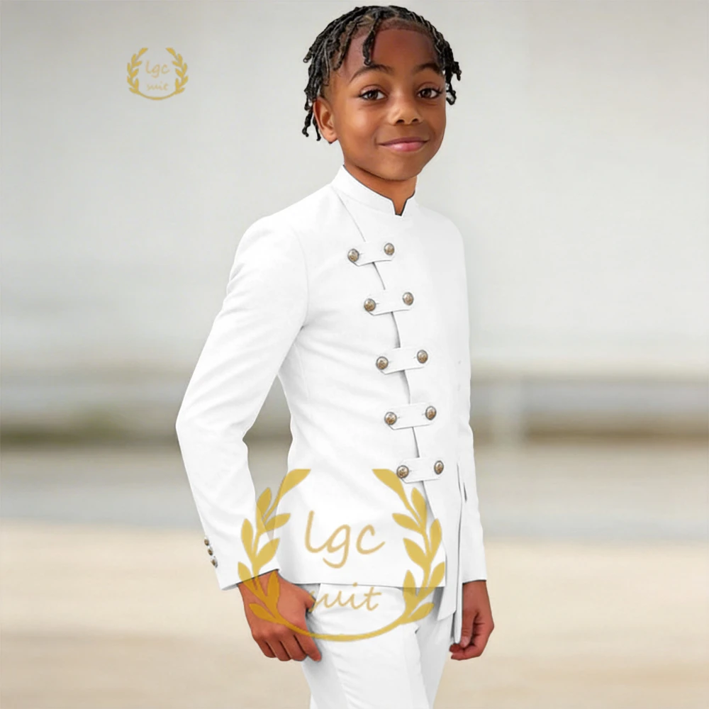 Boys' Custom 2-Piece Formal Stand Collar Suit, Little Gentleman Blazer & Pants for Birthdays, Parties & Celebrations