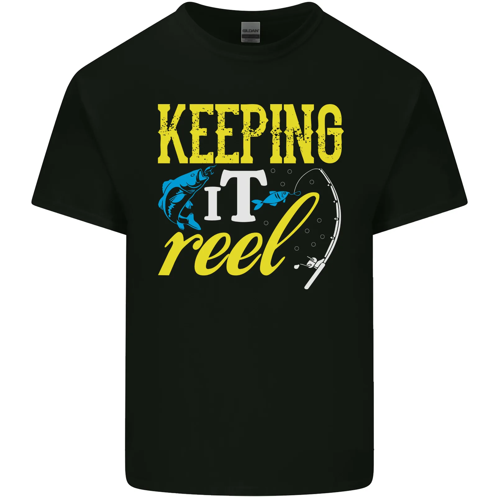 keeping-it-reel-engracado-pescador-de-pesca-camiseta-masculina-de-algodao