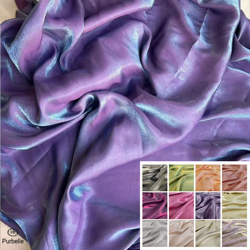 

Iridescent Satin Fabric Soft and Smooth Well Drap Fabric for Shirt Christmas decorations Shirt Doll Clothes DIY Dress Fabric