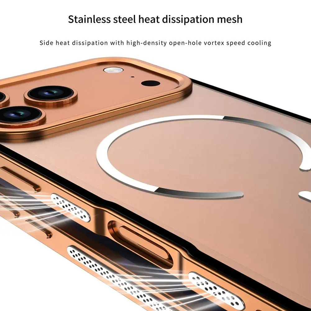 Custodia senza cornice per iPhone 17 Pro Max Air Magsafe Custodia di ricarica Wirelss per iPhone 13 14 15 16 Pro Max Cover placcatura in PC ultra sottile