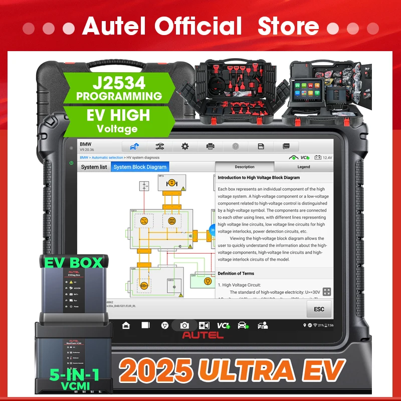 Autel MaxiSys Ultra EV Intelligent Diagnostics Scanner Topology Mapping 5 in 1 VCMI ECU Programming & Coding