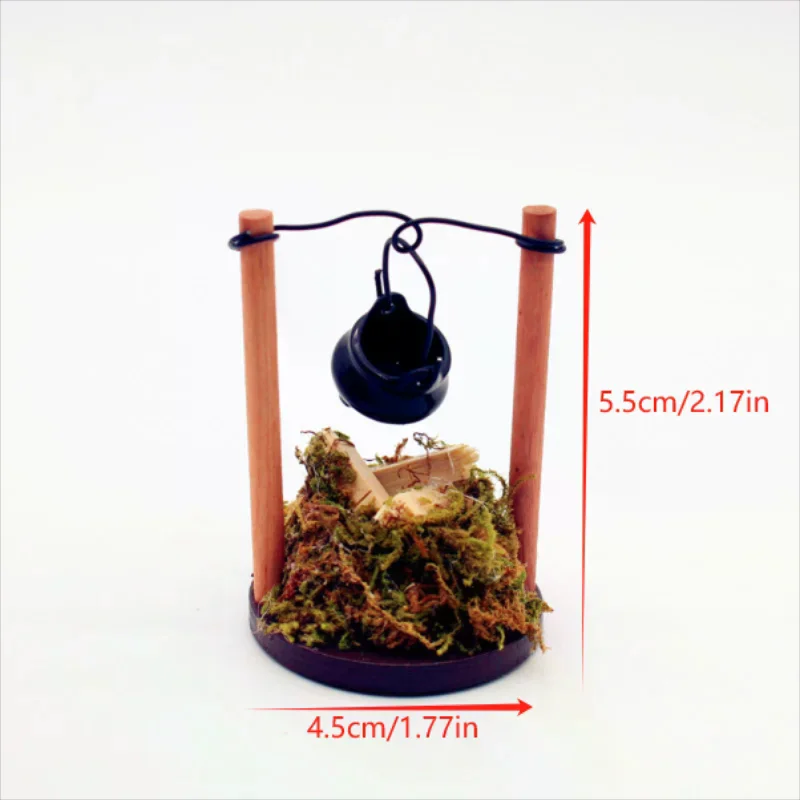 DIY Puppenhaus Spielzeug Miniatur Outdoor Garten Szene Lightable Hängen Herd Feuer Haufen Modell Küche Brennholz Haufen Kinder Pretend Spielzeug