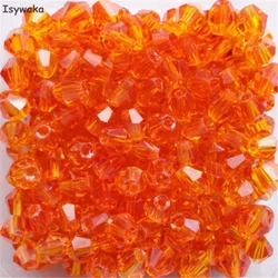 Isywaka Sale Orange  colors 100pcs 4mm Bicone Austria Crystal Beads charm Glass Beads Loose Spacer Bead for DIY Jewelry Making