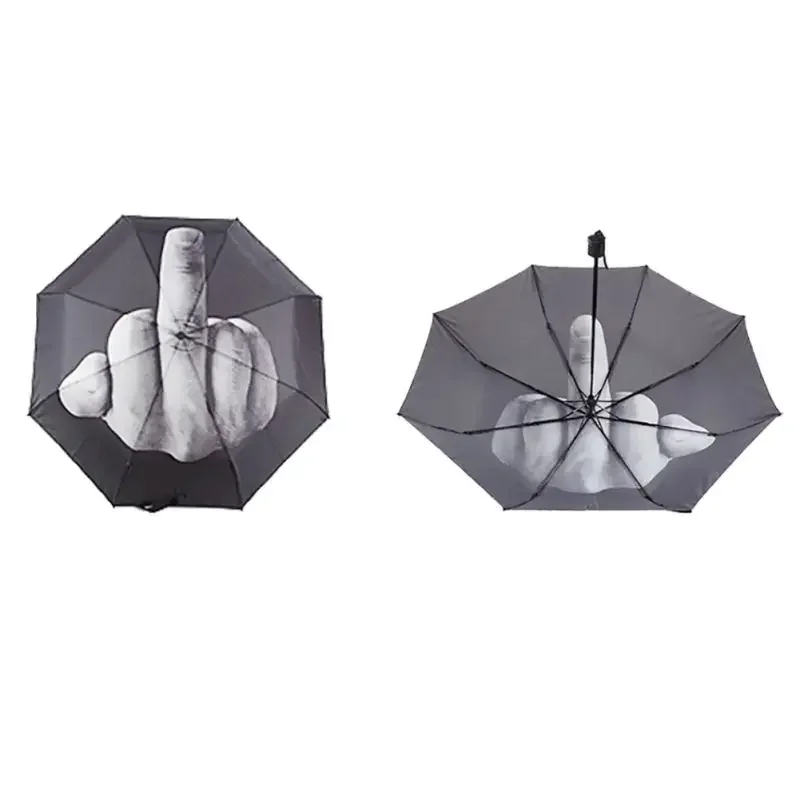 1PC Women Umbrella Rain Middle Finger Umbrella men Windproof Folding Parasol Personality Black Middle Finger Umbrellas 8 Bone